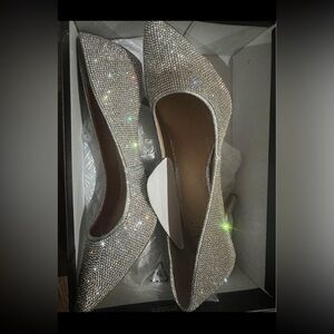 Elegant Silver Rhinestone Women's Heels